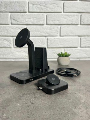 Беспроводная зарядная станция 4в1 30W Y15S черная Y15SB фото